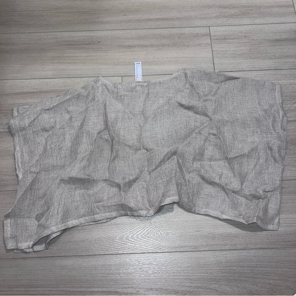 EILEEN FISHER XS Organic Linen Round Neck Short Sleeve Cropped Boxy Poncho Beige - Picture 8 of 10